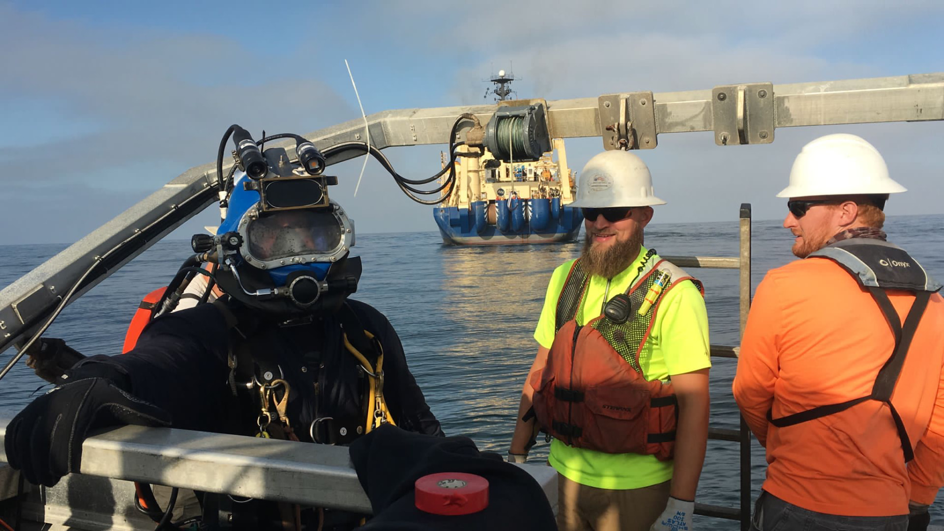 Commercial dive team supporting a submarine cable landing